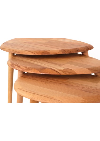 Asimetrik Masif Ahşap Orta Sehpa Ve 2'Li Zigon / 3'Lü Zigon Sehpa Set, Modern Masif fırsatları