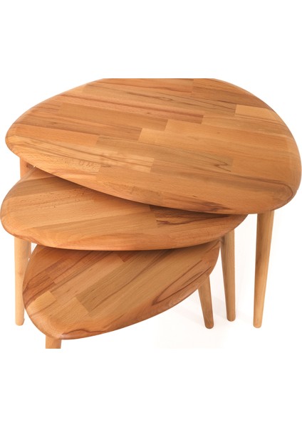 Asimetrik Masif Ahşap Orta Sehpa Ve 2'Li Zigon / 3'Lü Zigon Sehpa Set, Modern Masif indirimleri