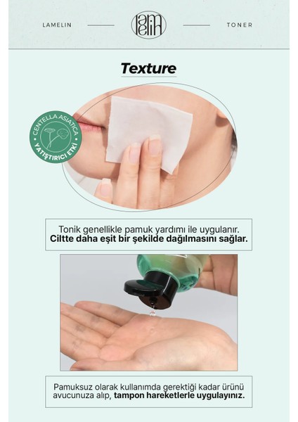 Centella Asiatica Içeren Günlük Yatıştırıcı Tonik Lamelin Cica Calming Toner 300 ml