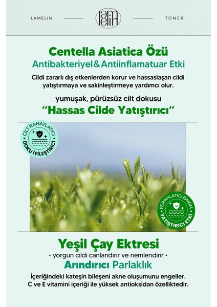 Centella Asiatica Içeren Günlük Yatıştırıcı Tonik Lamelin Cica Calming Toner 300 ml