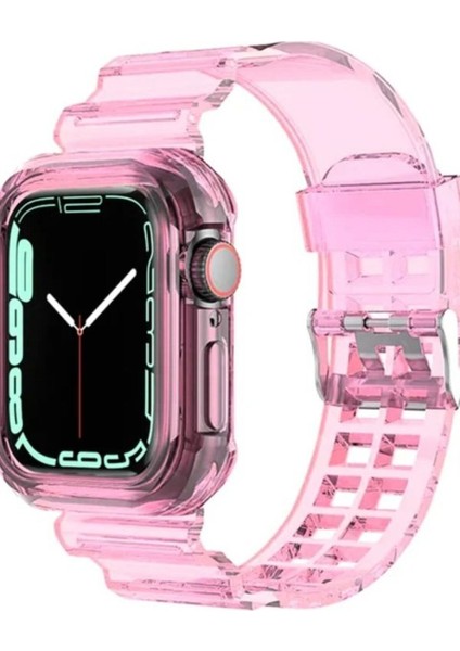 Apple Watch Ultra Uyumlu 49MM Kordon Kasa Korumalı Şeffaf Kordon
