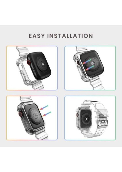 Apple Watch Ultra Uyumlu 49MM Kordon Kasa Korumalı Şeffaf Kordon fiyatları