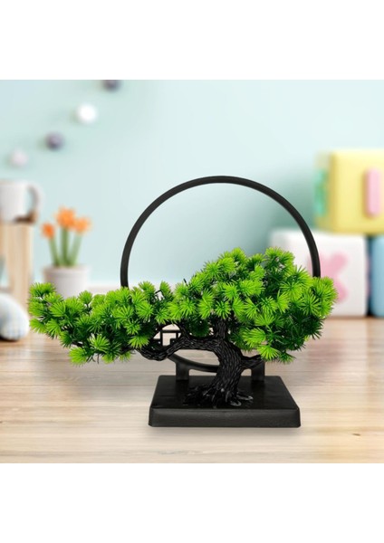 Yapay Çiçek Bonsai Ağacı Çemberli Model Dekoratif Yapay Ağaç Bonzai Yapay Ağaç Masa Ofis