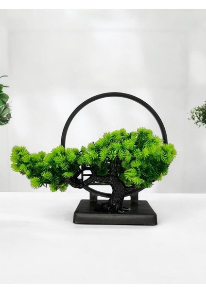 Yapay Çiçek Bonsai Ağacı Çemberli Model Dekoratif Yapay Ağaç Bonzai Yapay Ağaç Masa Ofis