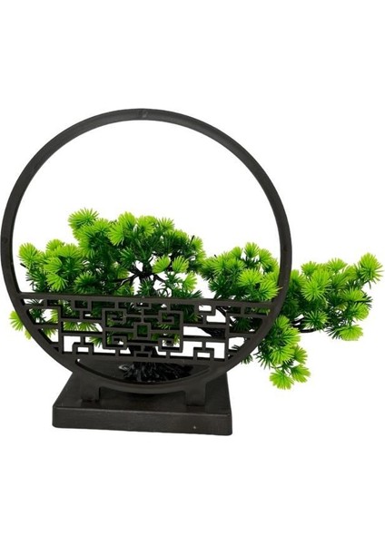 Yapay Çiçek Bonsai Ağacı Çemberli Model Dekoratif Yapay Ağaç Bonzai Yapay Ağaç Masa Ofis
