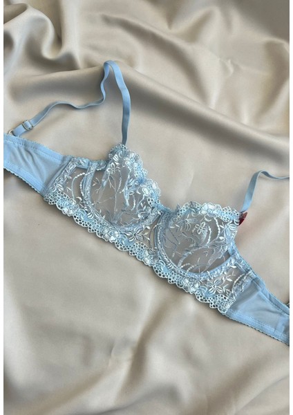 Dantelli Mavi Bralet Takımı modelleri