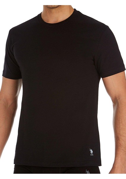 Pamuk 2'li Paket Yuvarlak Yaka Kısa Kol Erkek Atlet T-Shirt 80196-USP Siyah