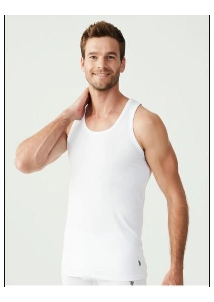 Pamuk 2'li Paket Likralı Askılı Erkek Atlet- 80188 -Usp Beyaz