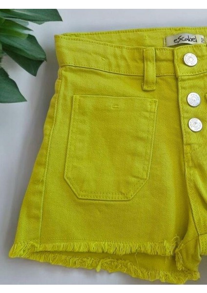 Kız Çocuk Yüksek Bel Dört Düğmeli Önden Cepli Şort indirimleri