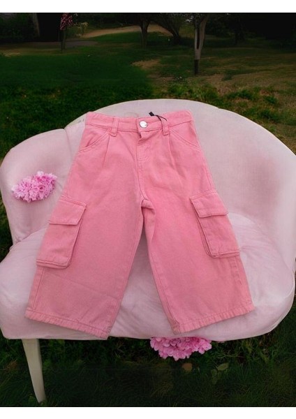 Kız Çocuk Pamuklu Yumuşak Dokulu Bel Ayar Lastikli Kargo Cepli Pantolon fiyatları