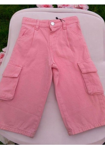 Kız Çocuk Pamuklu Yumuşak Dokulu Bel Ayar Lastikli Kargo Cepli Pantolon fırsatları