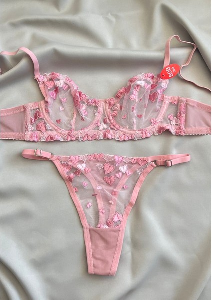 Pembe Kalpli Bralet Takımı