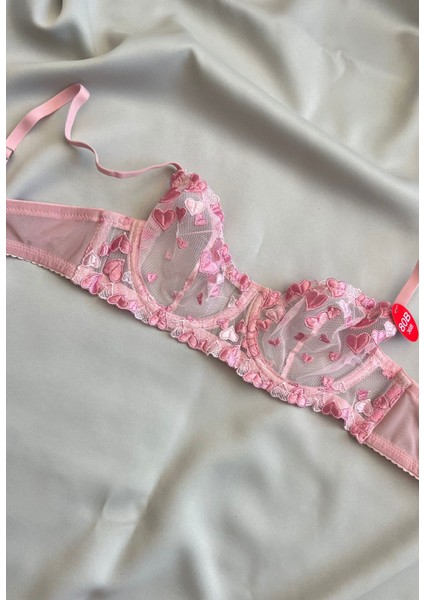 Pembe Kalpli Bralet Takımı