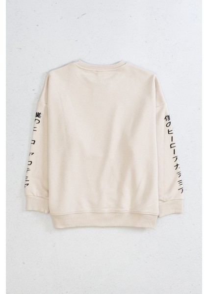 Baskılı Bisiklet Yaka Pamuklu Erkek Çocuk Sweatshirt