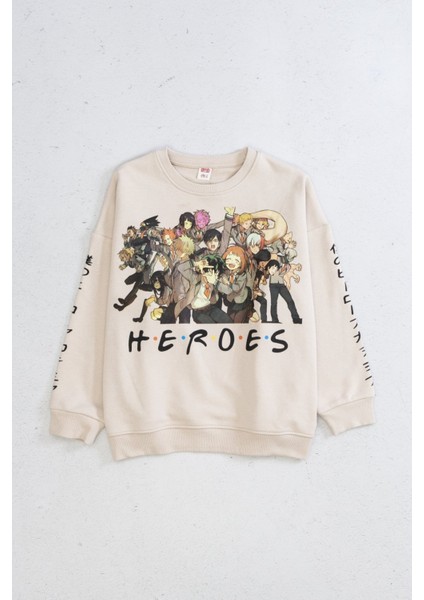 Baskılı Bisiklet Yaka Pamuklu Erkek Çocuk Sweatshirt fiyatları