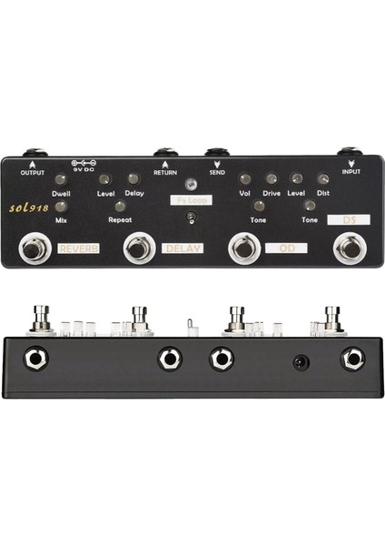 QuadraFX SL-918 Analog Gitar Efekt Pedalı (Reverb, FX Loop, Overdrive ve Distortion)