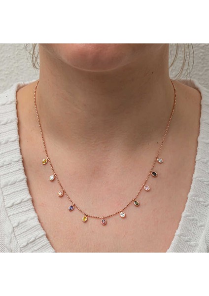 Gümüş Renkli Oval Taşlı Şans Kadın Kolye fiyatları