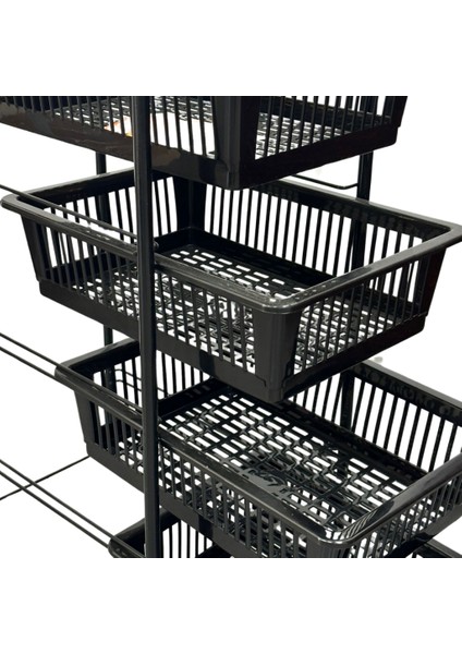 Ece Metal 4 Plastik Raflı Tekerlekli Siyah Sebzelik Meyvelik Organizer fiyatları