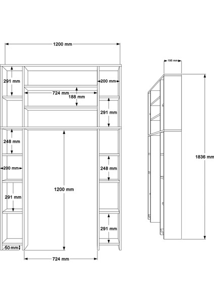 Robin Home Opal Çok Amaçlı Tuvalet Banyo Dolabı Kapaklı Raflı Beyaz