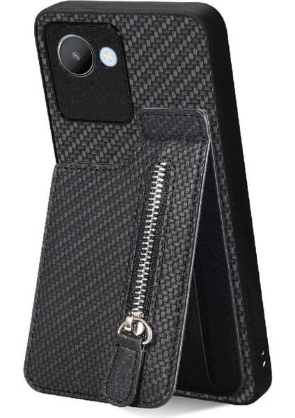 Realme C30 Fermuar Crad Yuvası Manyetik Araç Montaj Cüzdan Standı Için Kılıf (Yurt Dışından)