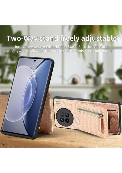 Vıvo X90 Crad Yuvası Cüzdan Manyetik Araç Montaj Fermuar Standı Için Kılıf (Yurt Dışından)