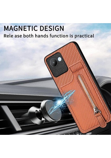 Realme C30 Fermuar Crad Yuvası Manyetik Araç Montaj Cüzdan Standı Için Kılıf (Yurt Dışından) indirimleri