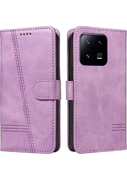 Xiaomi 13 Için Filp Durumda Ayrılabilir Siyah Bilezik Preslenmiş Pu Deri Telefon (Yurt Dışından)