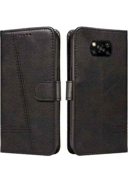 Xiaomi Poco X3 Nfc Için Kredi Kartı Yuvası ile Ayrılabilir Siyah Pu (Yurt Dışından)