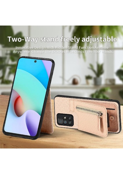 Xiaomi Redmi Için Kılıf 10 Manyetik Araç Montaj Fermuar Cüzdan Standı Crad Yuvası (Yurt Dışından)