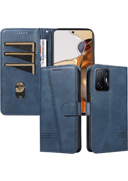 Xiaomi 11T/11T Pro Için Filp Durumda Ayrılabilir Siyah Bilezik Preslenmiş Pu Kılıf (Yurt Dışından)