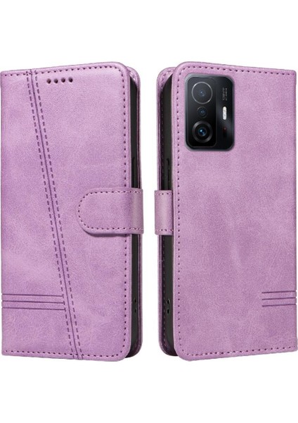 Xiaomi 11T/11T Pro Için Filp Durumda Ayrılabilir Siyah Bilezik Preslenmiş Pu Kılıf (Yurt Dışından)