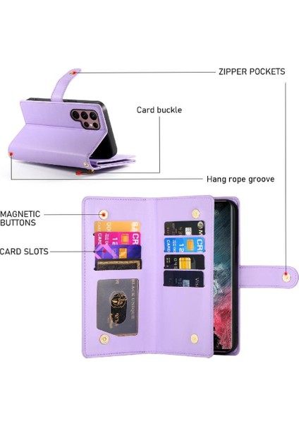 Samsung Galaxy S22 Ultra Crossbody Kayış Cüzdan Iş Için Flip Case (Yurt Dışından) modelleri