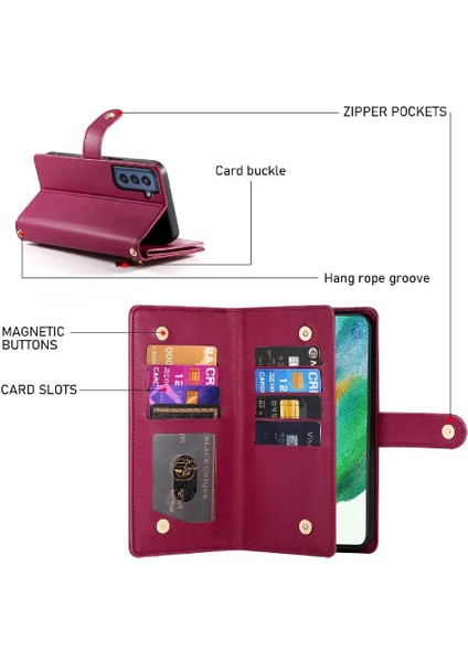 Samsung Galaxy S21 Fe Çok Fonksiyonlu Iş Standı Cüzdan Için Flip Case (Yurt Dışından) fırsatları