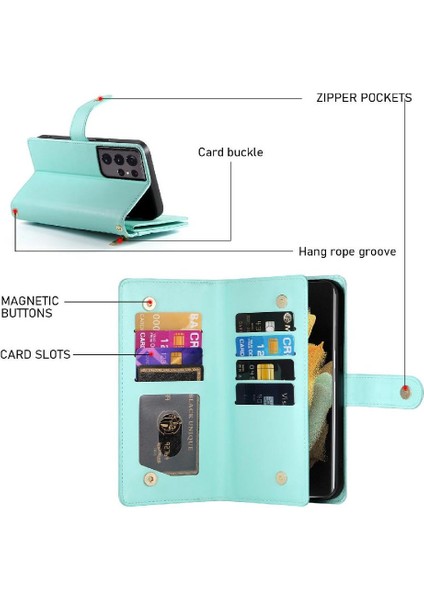Samsung Galaxy S21 Ultra Cüzdan Iş Için Flip Case Çok Fonksiyonlu (Yurt Dışından) fırsatları