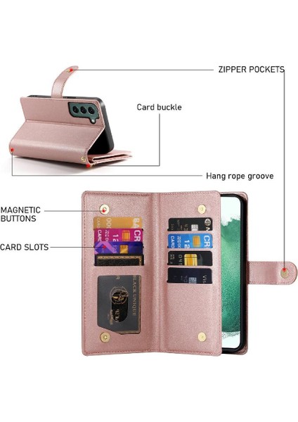 Samsung Galaxy S22 Artı Crossbody Kayış Çok Fonksiyonlu Flip Case (Yurt Dışından)