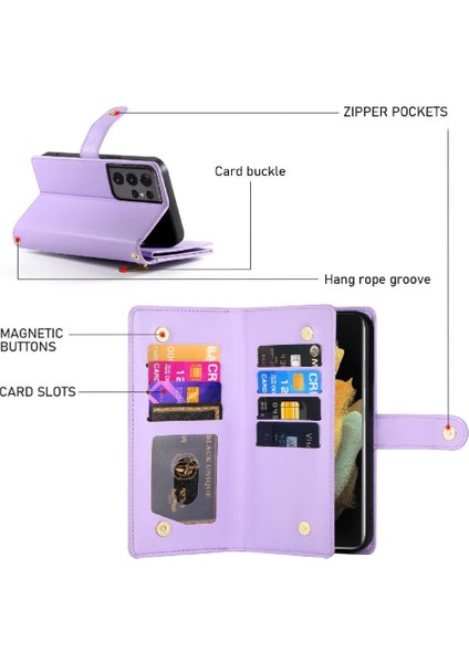Samsung Galaxy S21 Ultra Cüzdan Iş Için Flip Case Çok Fonksiyonlu (Yurt Dışından) indirimleri