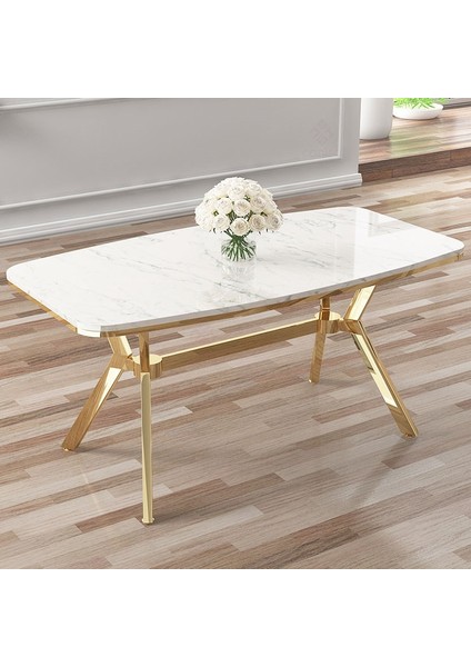 Esla Serisi 90X160 Lak Panel Gold Kaplama Ayaklı Masa