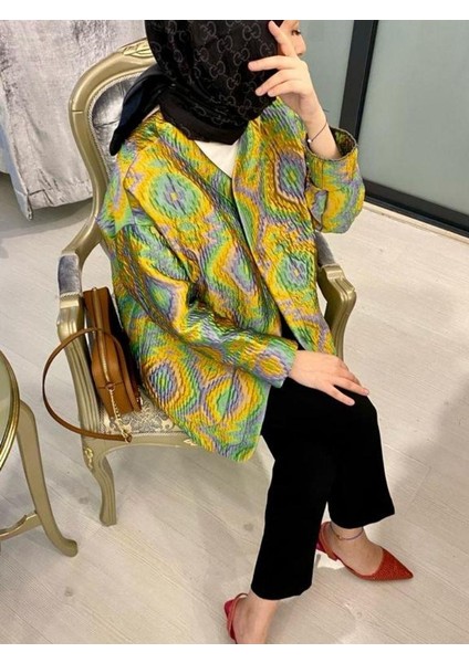 Colorful Ipek Kapitone Ceket Turuncu