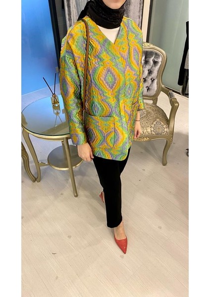 Colorful Ipek Kapitone Ceket Turuncu fiyatları