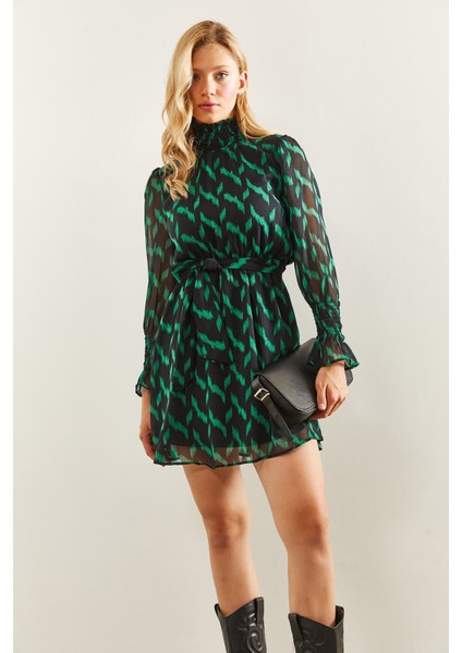 Kadın Beli Kuşaklı Sifon Elbise fiyatları