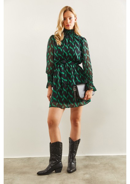 Kadın Beli Kuşaklı Sifon Elbise indirimleri