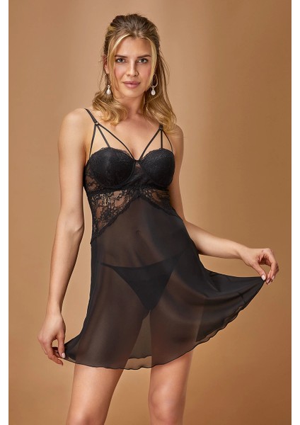 5436 Kadın Kısa Şifon Gecelik