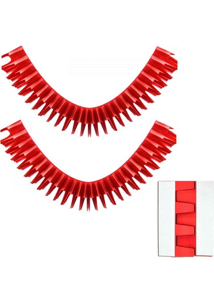 - 2 Adet Tırnaklı Kağıt Akordion Süs Kırmızı 170 cm 13