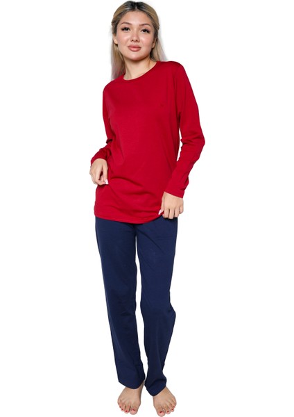 Kadın Uzun Kol Penye Pijama Takımı Bordo 41110 fiyatları
