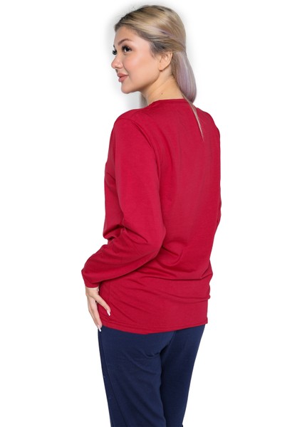 Kadın Uzun Kol Penye Pijama Takımı Bordo 41110 modelleri