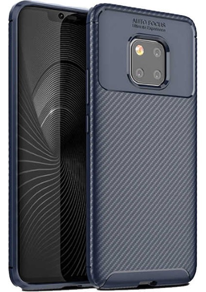 Huawei Mate 20 Pro Kılıf Negro Karbon Desen Silikon + Ekran Koruyucu