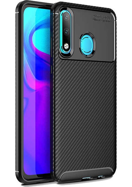 Huawei P30 Lite Kılıf Negro Karbon Desen Silikon + Ekran Koruyucu