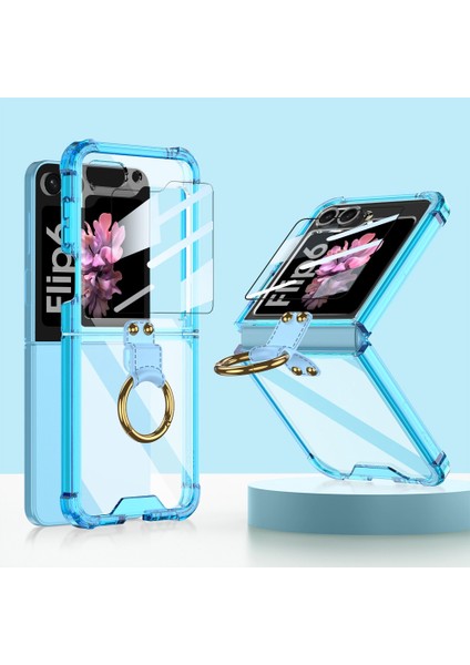 Samsung Galaxy Z Flip6 Için Filmli Gkk Hava Yastığı Halkalı Kılıf (Yurt Dışından)