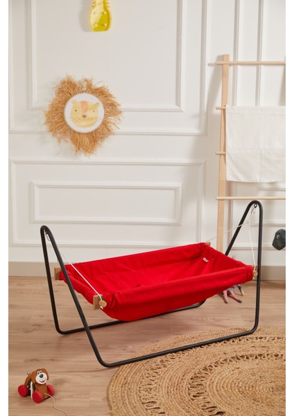 Tekno Trust 1 Yıl Ahşap Bebek Hamak Beşik Portatif Hamak Beşik (Kırmızı) Hamak 0 - 18 kg Kırmızı Tekstil