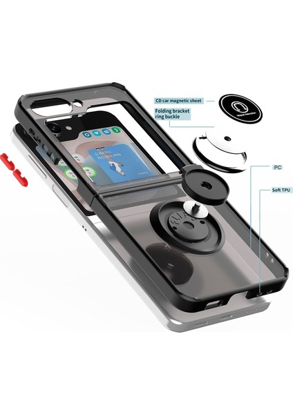 Samsung Galaxy Z Flip6 Için Halkalı Tpu+Pc Telefon Kılıfı (Yurt Dışından) modelleri